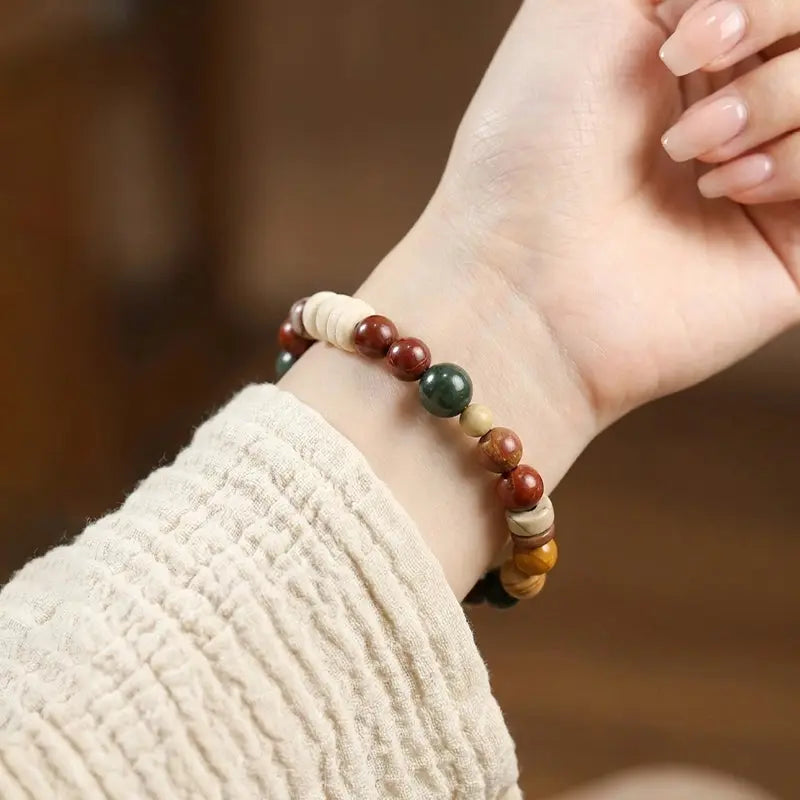 The Boundless Realm - Coconut Shell & Picasso Jasper Minimalist Bracelet ZANYÉ