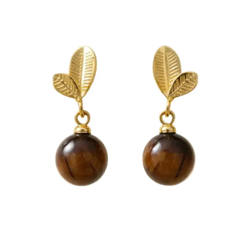 The Sovereign Leaf - Tiger's Eye Drop Earrings ZANYÉ