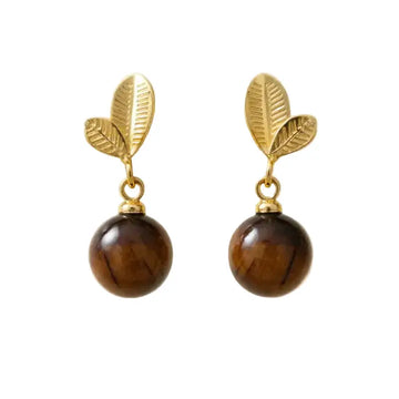 The Sovereign Leaf - Tiger's Eye Drop Earrings ZANYÉ