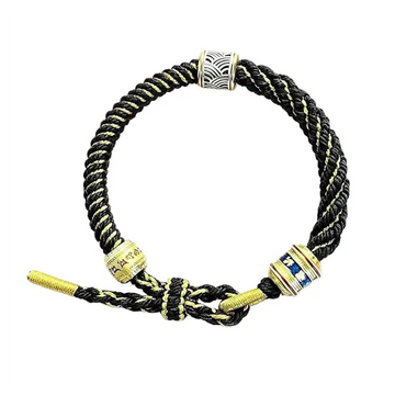 The Abyssal Sky - Handwoven Tibetan Corn Knot Black Cotton Cord Bracelet ZANYÉ