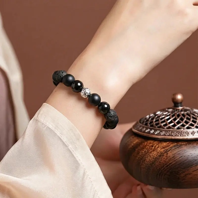 The Magma Core - Obsidian & Volcanic Lava Rock Talisman Bracelet ZANYÉ