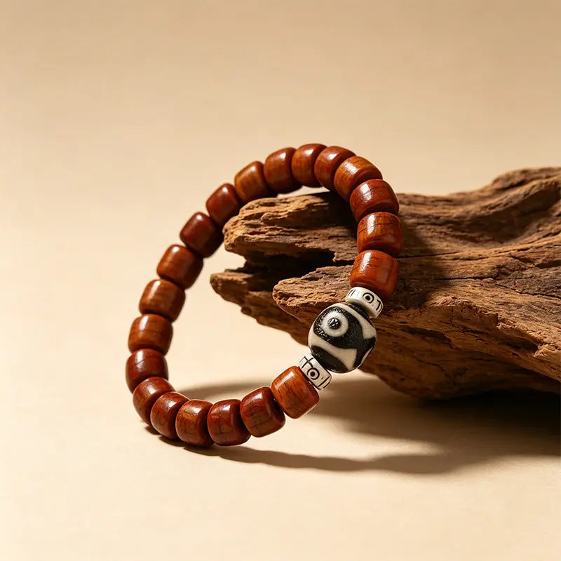 The Ancestral Totem - Handcrafted Bovine Bone & Agate Dzi Bead Bracelet ZANYÉ