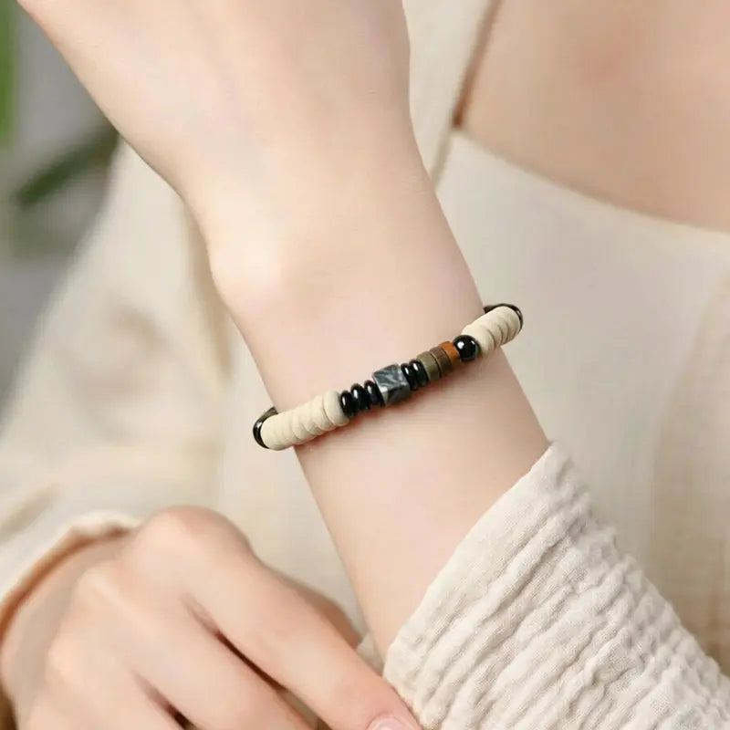 The Earthly Sanctuary - Coconut Shell & Multi-Gemstone Minimalist Bracelet ZANYÉ