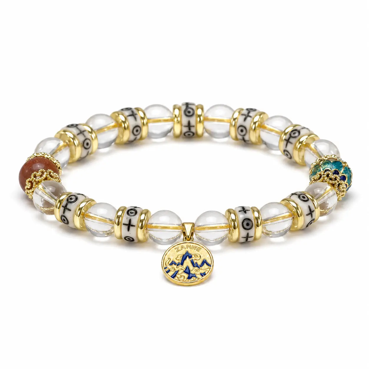 The Crystal Sanctuary - Clear Quartz & Blue Cloisonné Archive Bracelet ZANYÉ