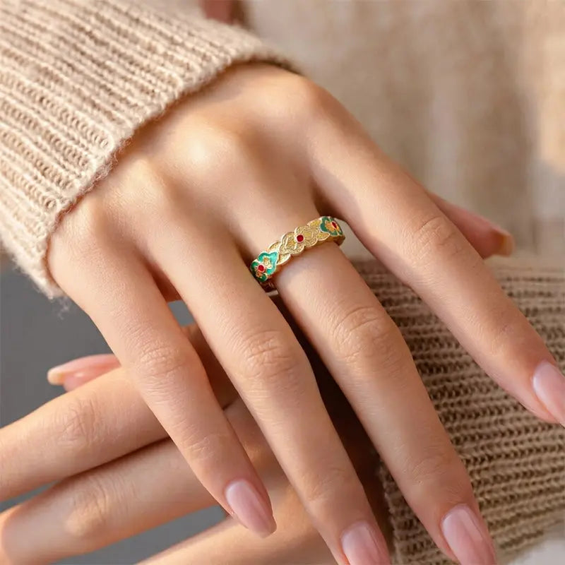 The Auspicious Ruyi Cloisonné Silver Ring ZANYÉ
