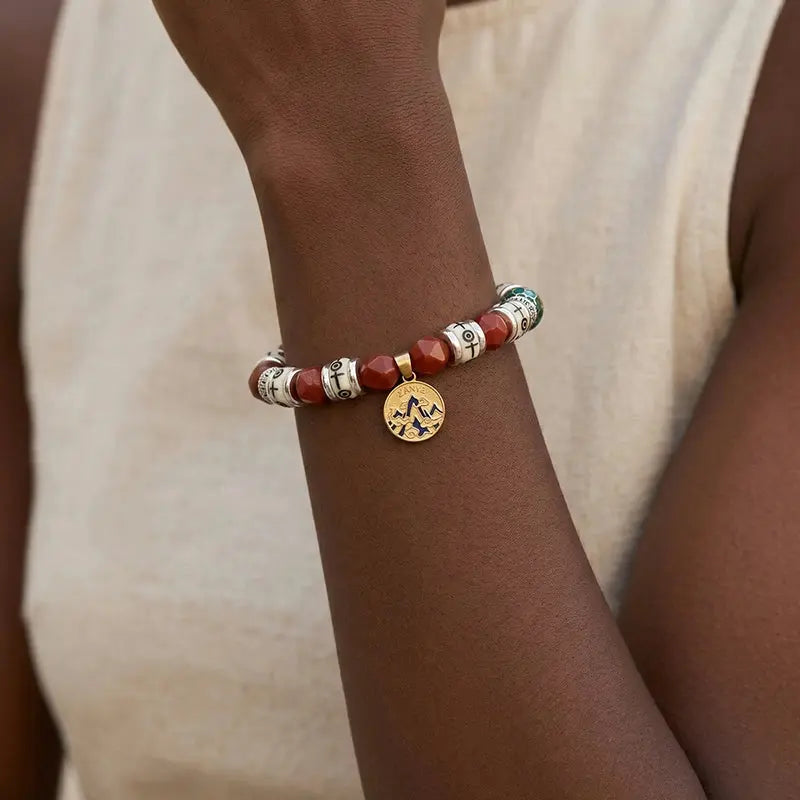 The Crimson Amulet - Red Jasper & Blue Cloisonné Archive Bracelet ZANYÉ