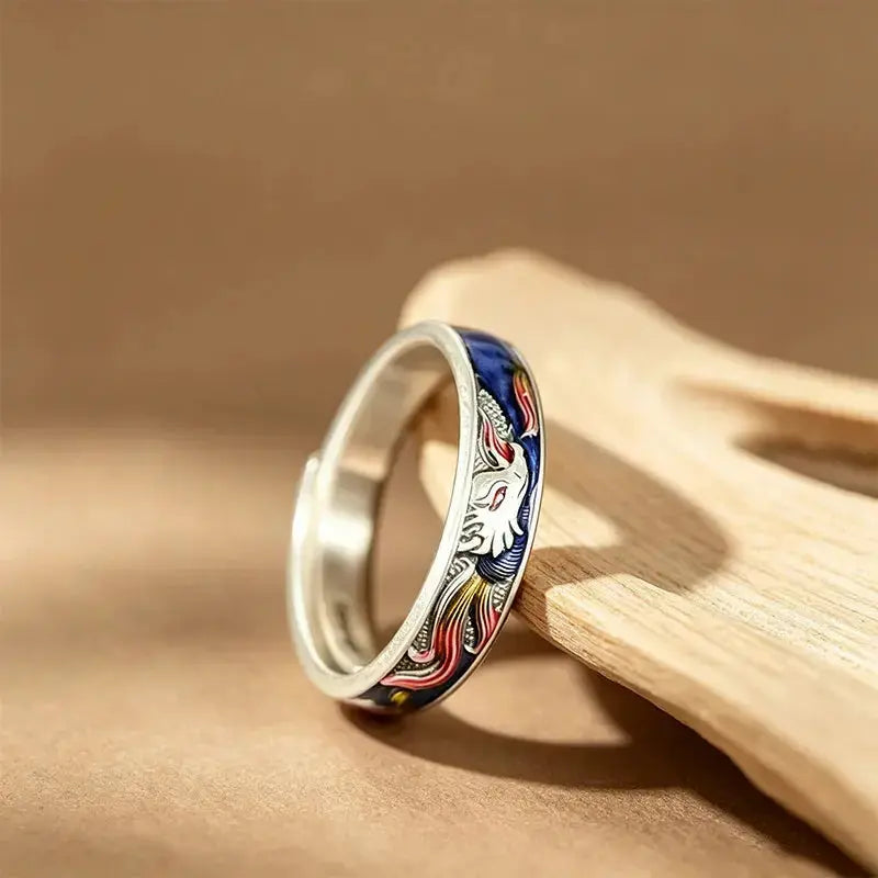 The Nine-Tailed Fox Cloisonné Silver Ring ZANYÉ