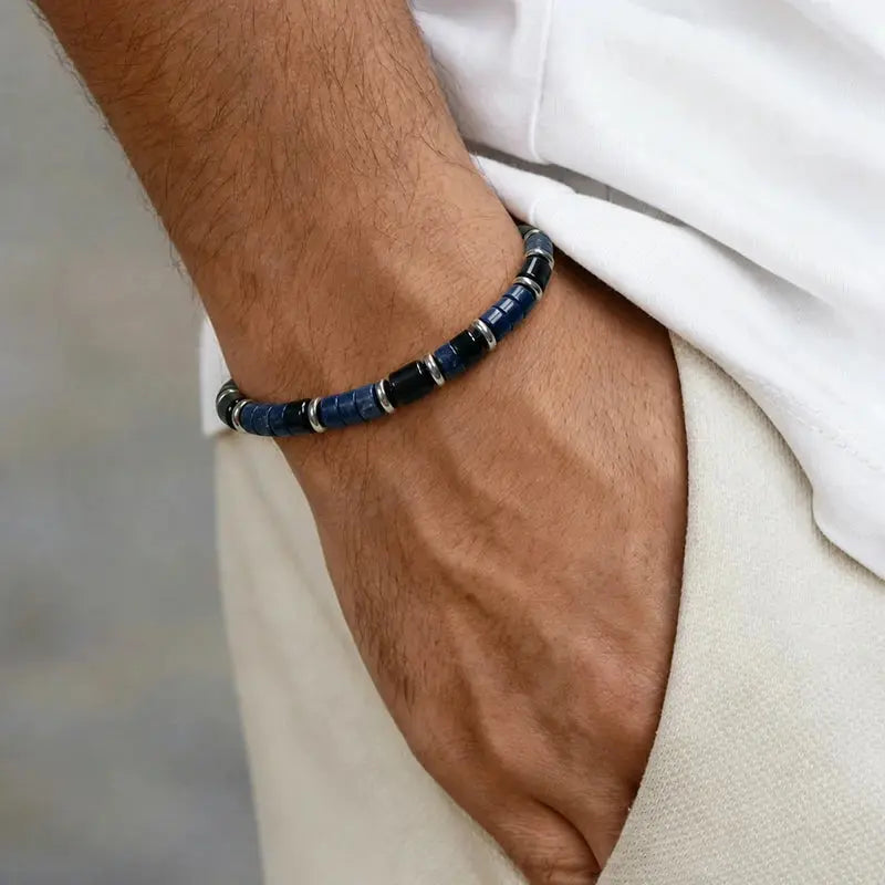 The Celestial Mirror - Cylindrical Lapis Lazuli Mixed Bracelet ZANYÉ