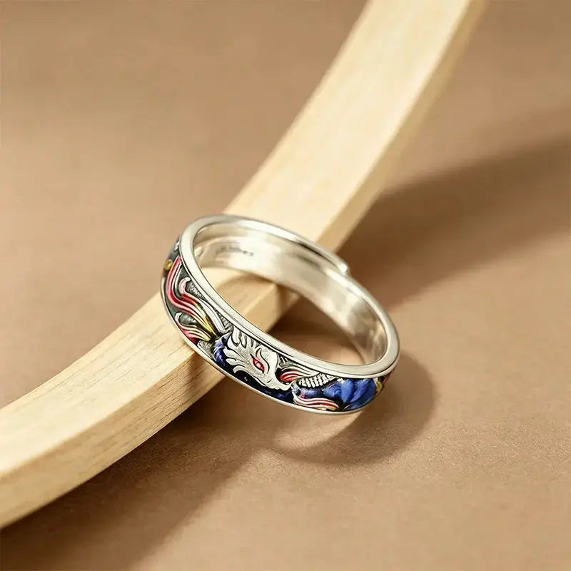 The Nine-Tailed Fox Cloisonné Silver Ring ZANYÉ