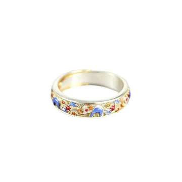The Auspicious Elephant Cloisonné Silver Ring ZANYÉ