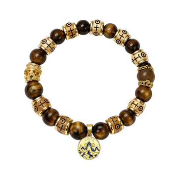 The Golden Sanctuary - Yellow Tiger's Eye & Gold Cloisonné Amulet Bracelet ZANYÉ