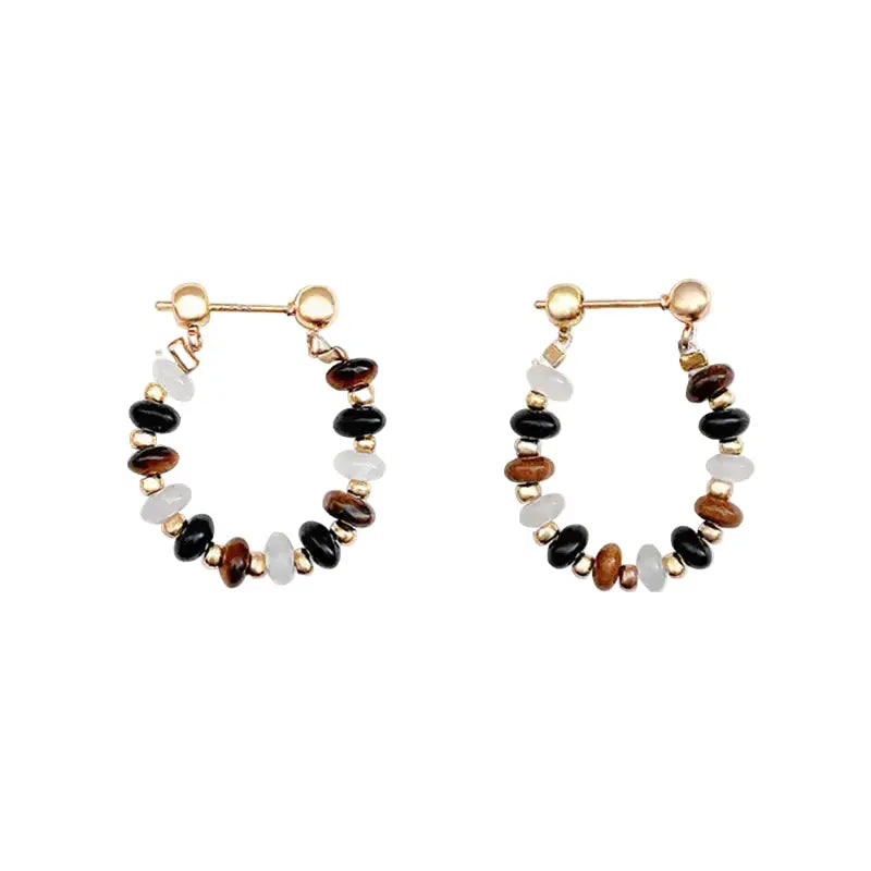 The Grounded Focus - Onyx & Tiger's Eye Earrings ZANYÉ
