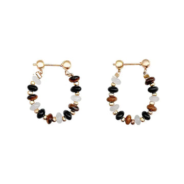 The Grounded Focus - Onyx & Tiger's Eye Earrings ZANYÉ