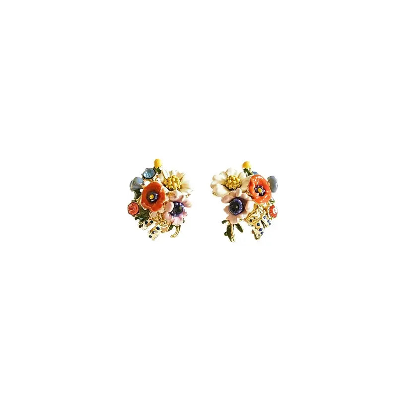 The Vibrant Blossom Hand-Painted Enamel Earrings ZANYÉ