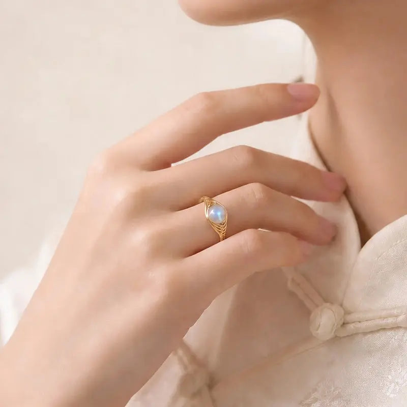The Prism of Elements - Natural Gemstone Hand-Wire-Wrapped Adjustable Ring ZANYÉ