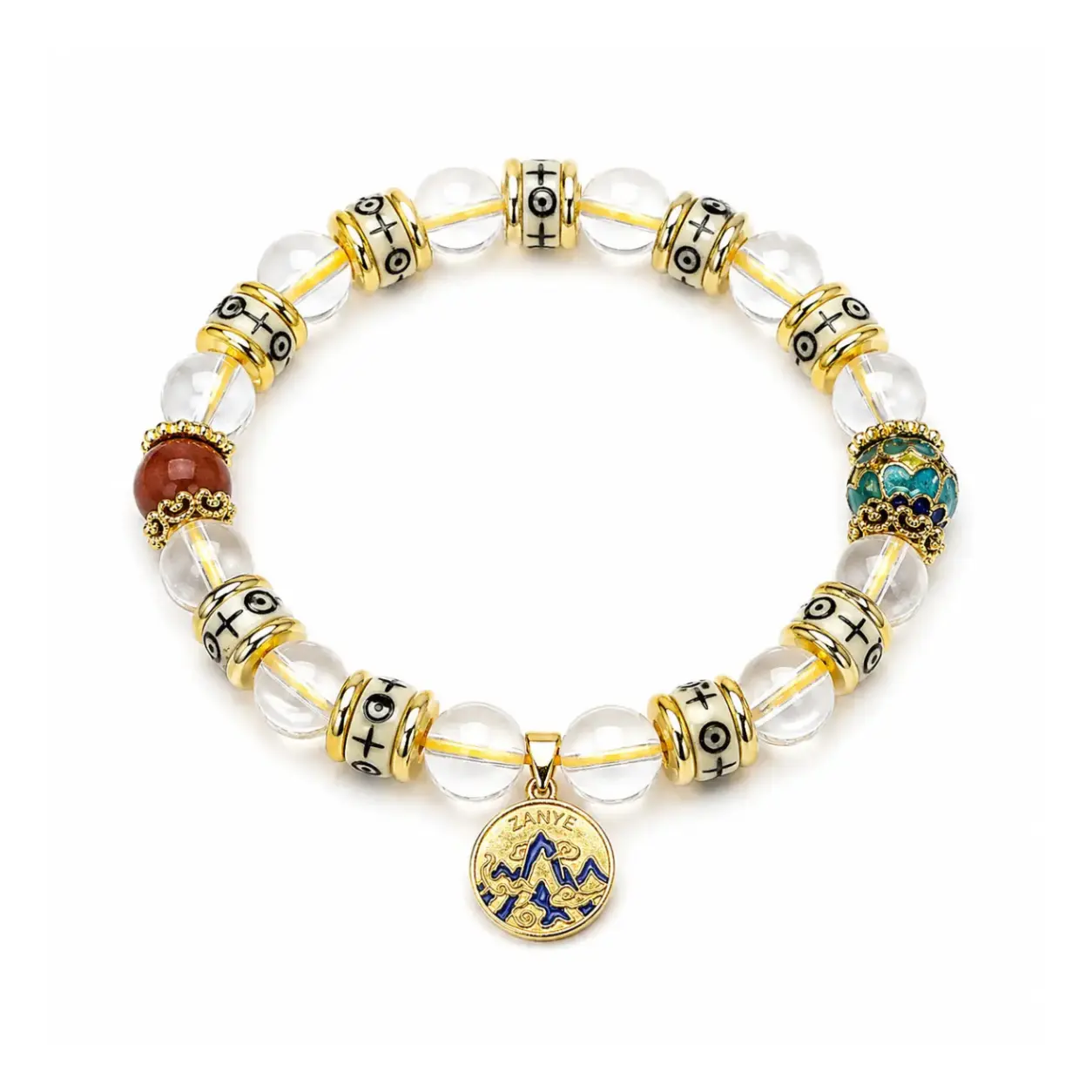 The Crystal Sanctuary - Clear Quartz & Blue Cloisonné Archive Bracelet ZANYÉ