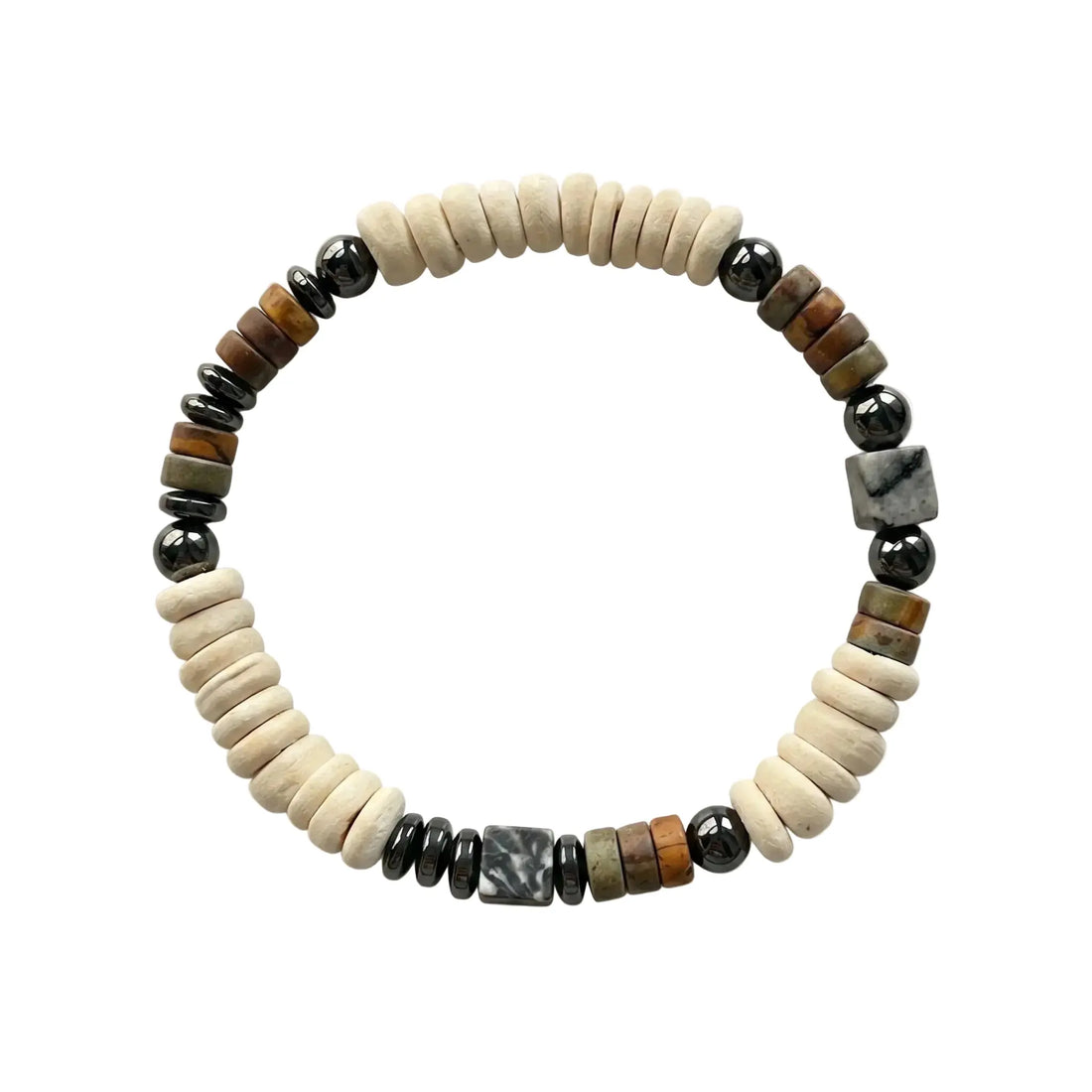 The Earthly Sanctuary - Coconut Shell & Multi-Gemstone Minimalist Bracelet ZANYÉ
