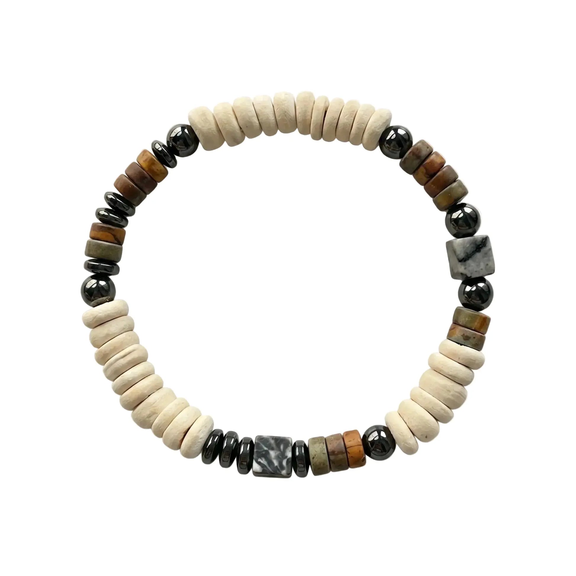The Earthly Sanctuary - Coconut Shell & Multi-Gemstone Minimalist Bracelet ZANYÉ