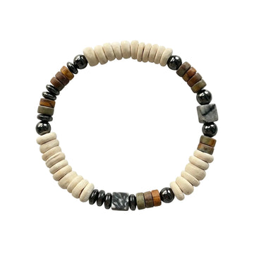 The Earthly Sanctuary - Coconut Shell & Multi-Gemstone Minimalist Bracelet ZANYÉ