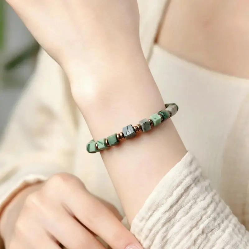 The Verdant Ravine - Square-Cut African Turquoise Bracelet ZANYÉ