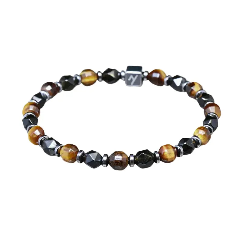 Sunset Galaxy - Silver Sheen Obsidian & Yellow Tiger's Eye Bracelet ZANYÉ