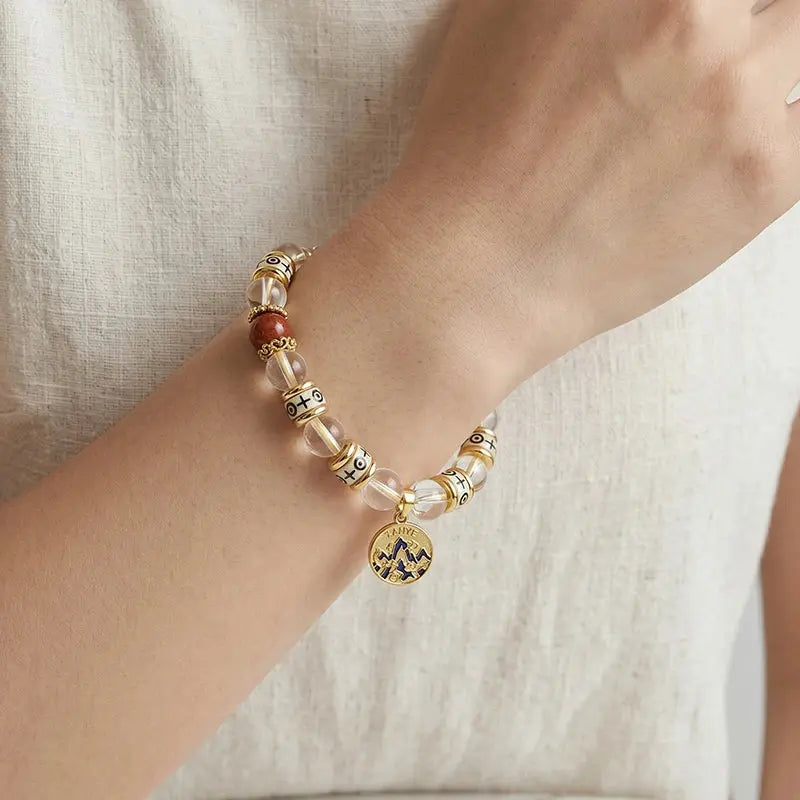 The Crystal Sanctuary - Clear Quartz & Blue Cloisonné Archive Bracelet ZANYÉ