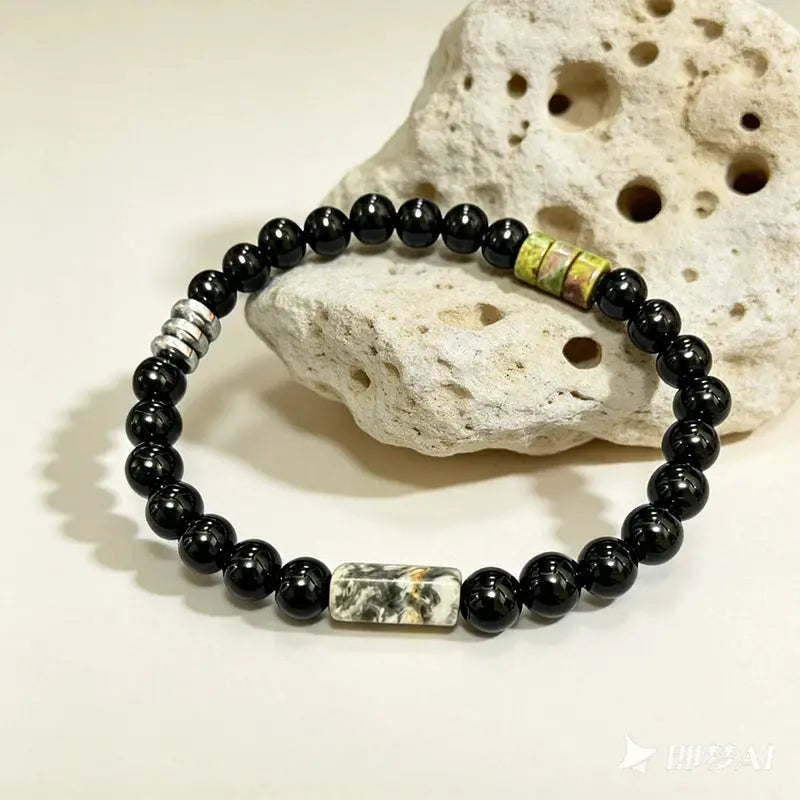 The Primal Totem - Black Agate & Dragon Blood Stone Talisman Bracelet ZANYÉ