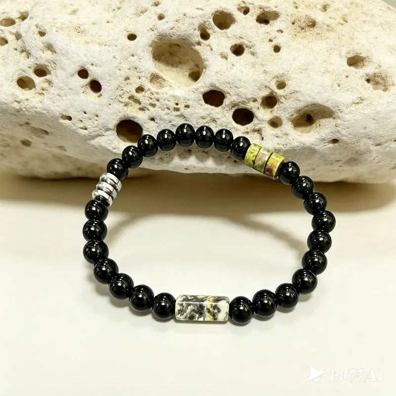 The Primal Totem - Black Agate & Dragon Blood Stone Talisman Bracelet ZANYÉ