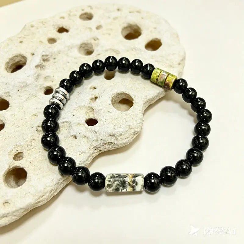 The Primal Totem - Black Agate & Dragon Blood Stone Talisman Bracelet ZANYÉ