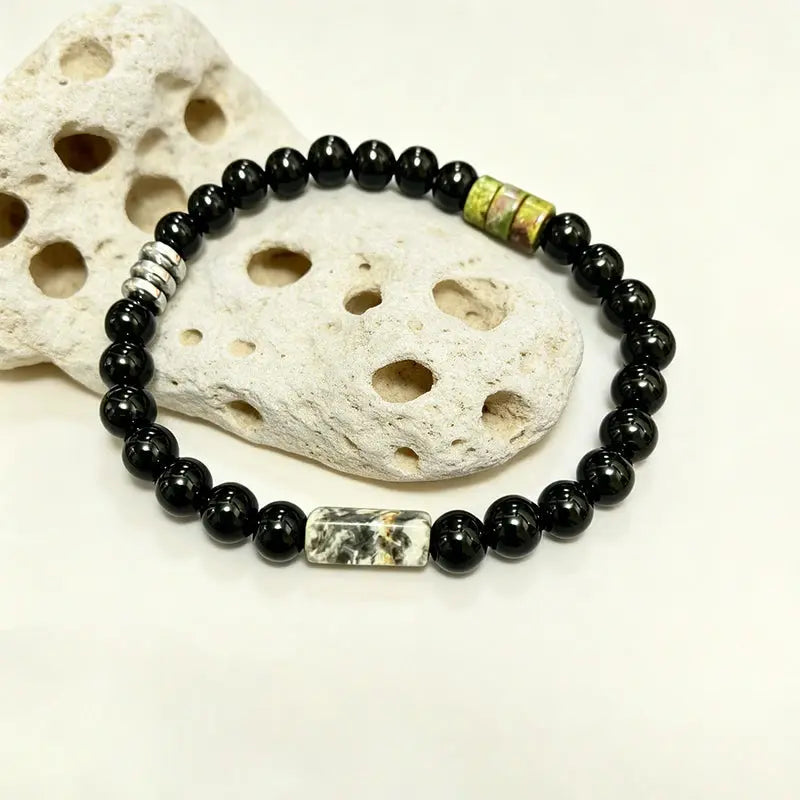 The Primal Totem - Black Agate & Dragon Blood Stone Talisman Bracelet ZANYÉ