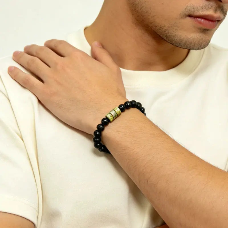 The Primal Totem - Black Agate & Dragon Blood Stone Talisman Bracelet ZANYÉ