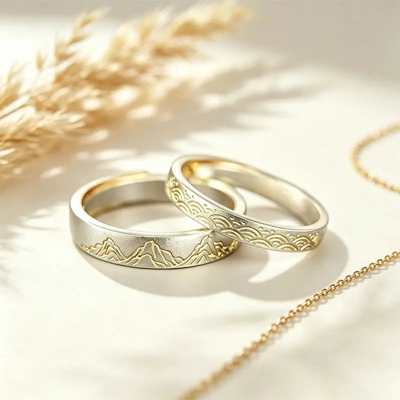 The Mountain & Sea Pledge Silver Couple Rings ZANYÉ