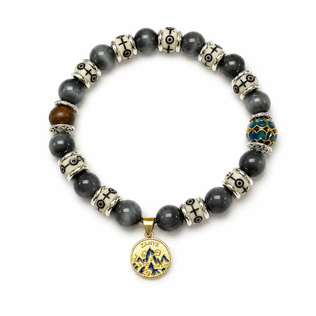 The Celestial Vision - Eagle's Eye Stone & Blue Cloisonné Archive Bracelet ZANYÉ