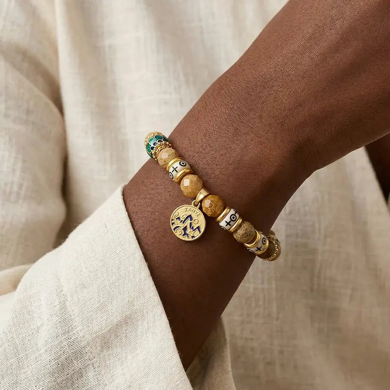 The Earth Totem - Picture Jasper & Blue Cloisonné Amulet Bracelet ZANYÉ