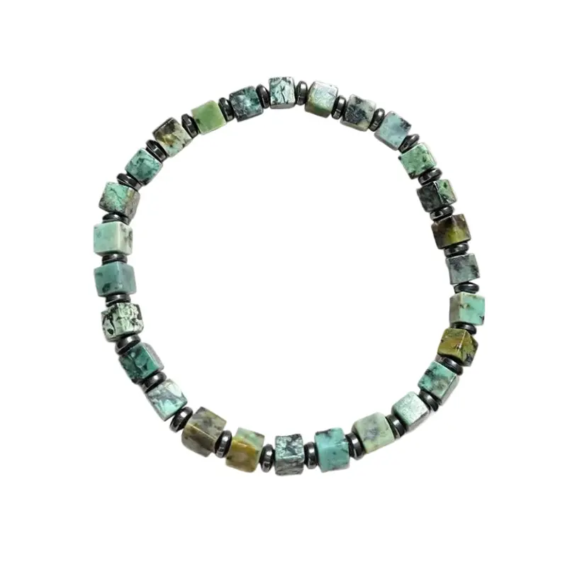 The Verdant Ravine - Square-Cut African Turquoise & Map Stone Bracelet ZANYÉ