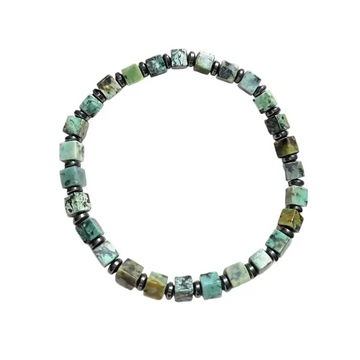 The Verdant Ravine - Square-Cut African Turquoise & Map Stone Bracelet ZANYÉ
