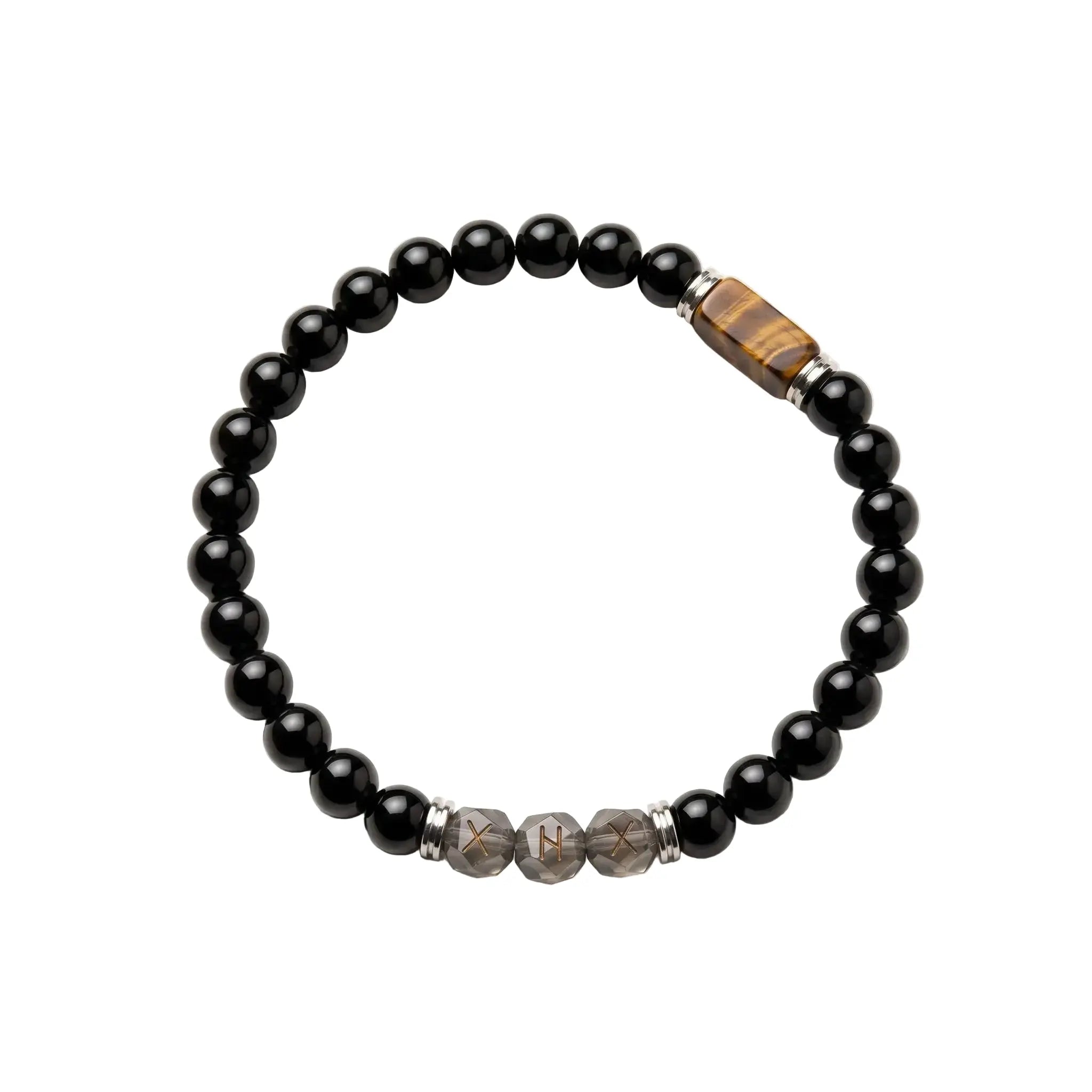 The Shadowed Ember - Obsidian & Tiger's Eye Minimalist Bracelet ZANYÉ