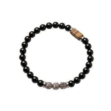The Shadowed Ember - Obsidian & Tiger's Eye Minimalist Bracelet ZANYÉ