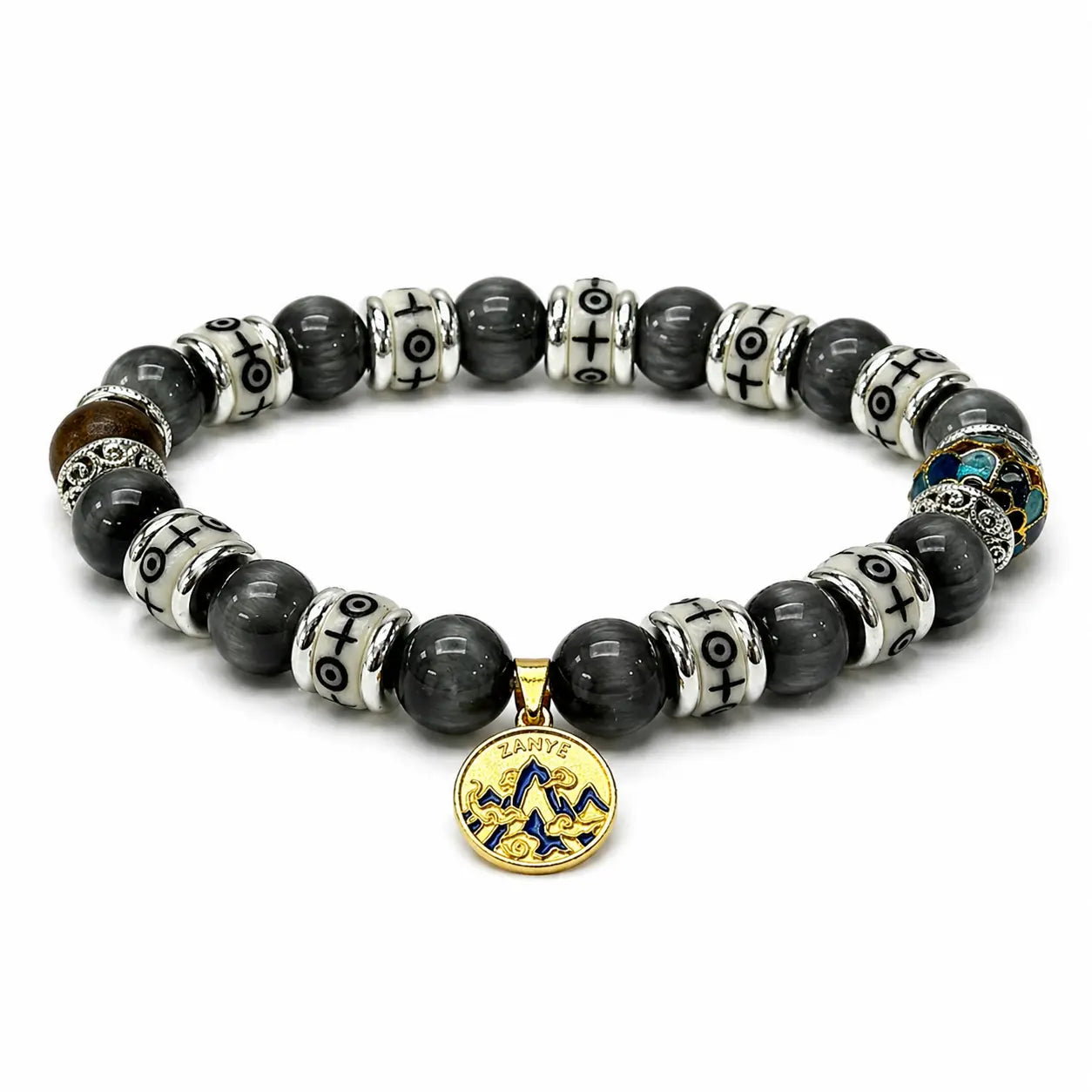 The Celestial Vision - Eagle's Eye Stone & Blue Cloisonné Archive Bracelet ZANYÉ