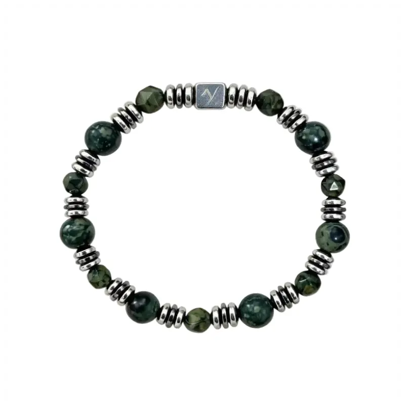 The Sparrow's Flight - Square-Cut Sparrow Stone & Gunmetal Spacer Bracelet ZANYÉ