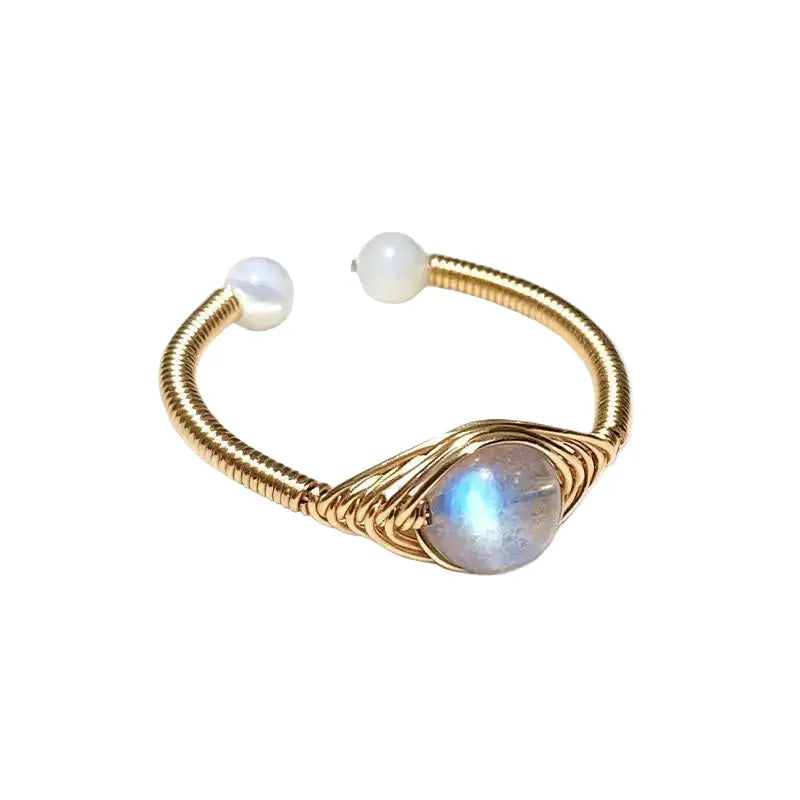 The Prism of Elements - Natural Gemstone Hand-Wire-Wrapped Adjustable Ring ZANYÉ