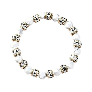 The Snowy Sanctuary - Tibetan White Turquoise & Carved Bone Bracelet ZANYÉ