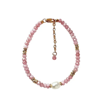 The Rose Dawn - Pink Natural Stone & Freshwater Pearl Jewelry Bracelet ZANYÉ