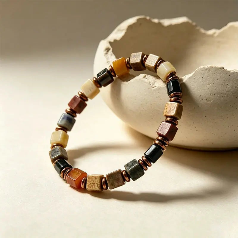 The Whispering Slate - Square-Cut Spotted Jasper Bracelet ZANYÉ