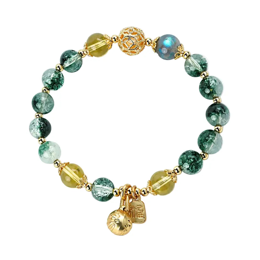 Aligned Abundance Bracelet | Green Phantom & Golden Rutilated Quartz ZANYÉ