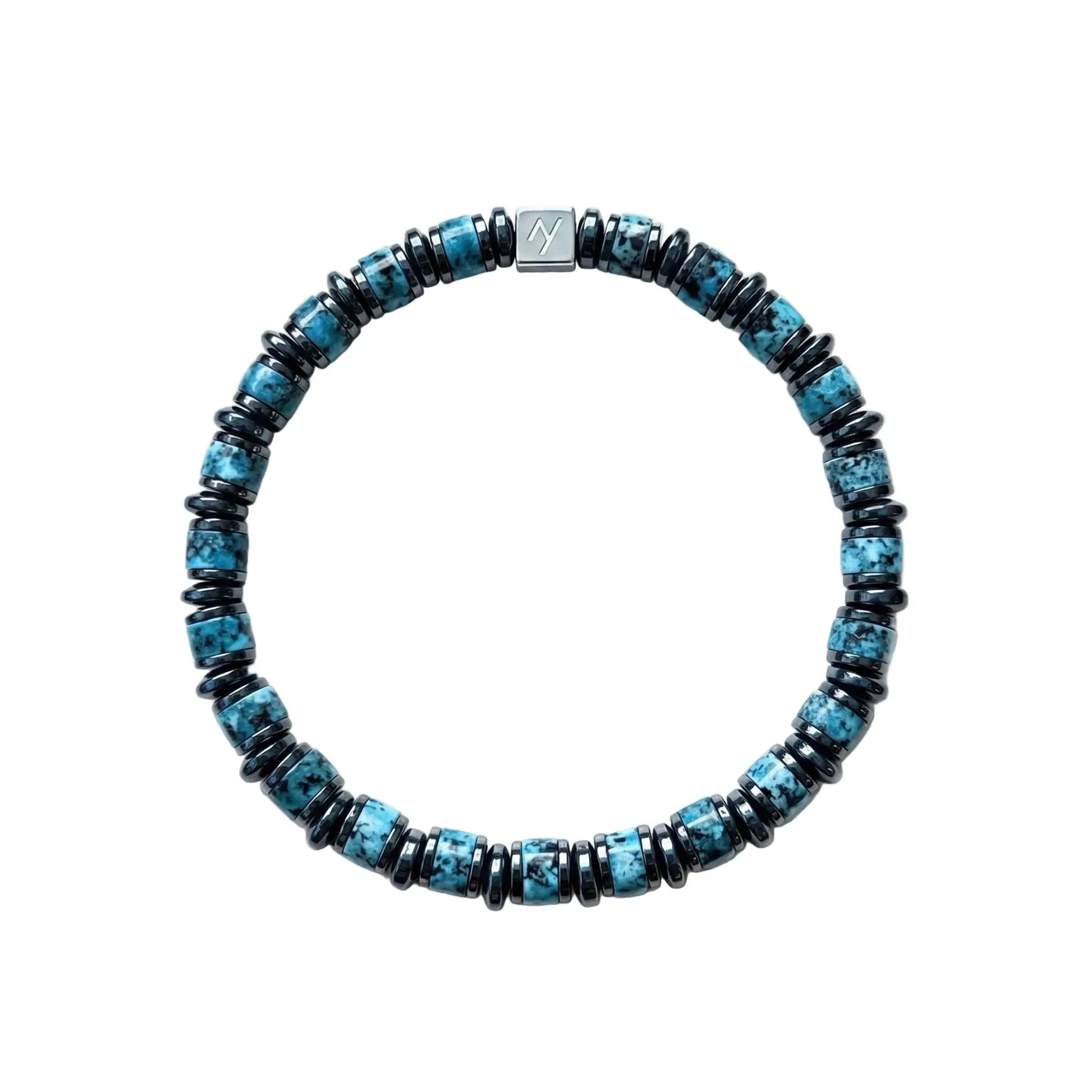 The African Turquoise & Hematite Geometric Bracelet ZANYÉ