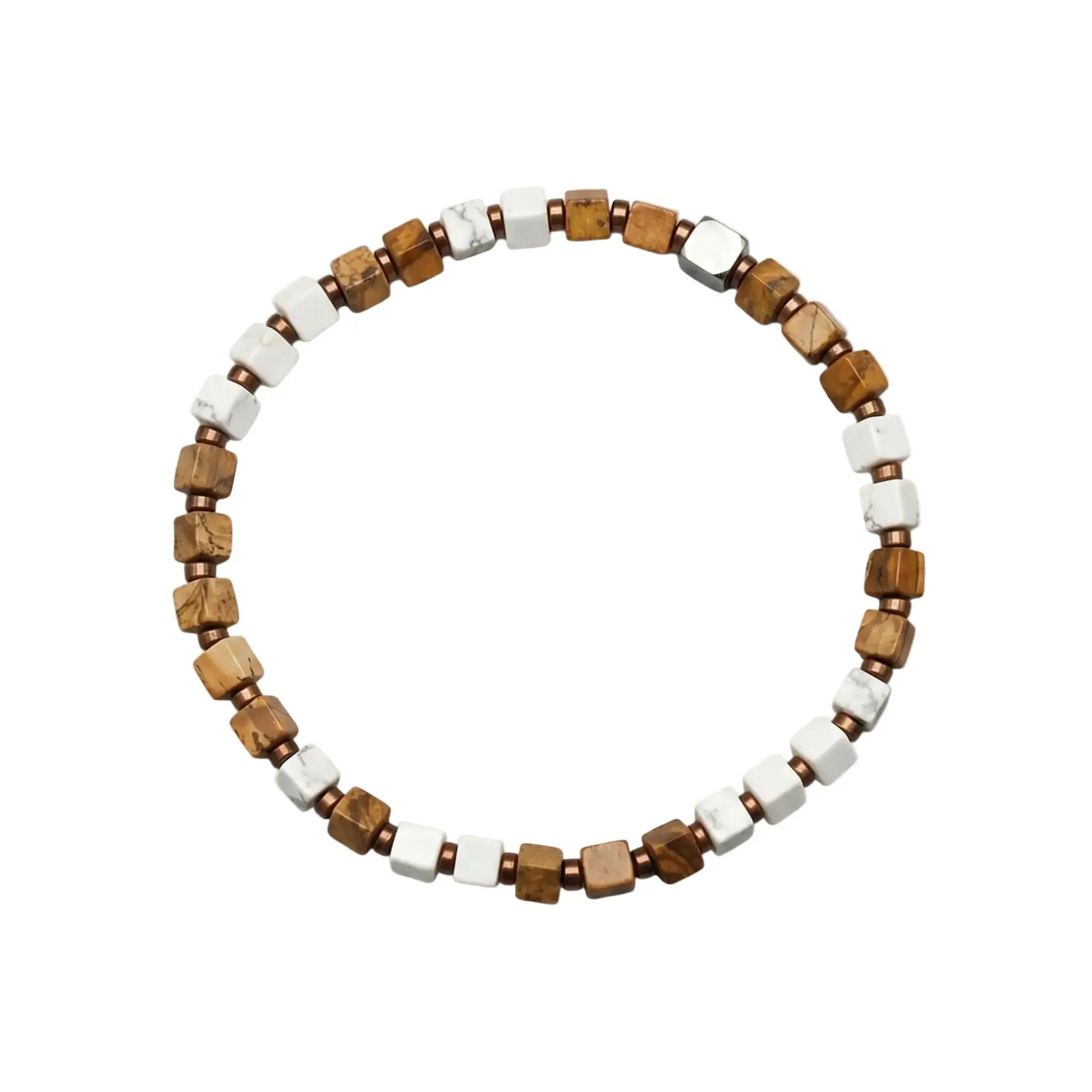 The Cosmic Horizon - Square-Cut Landscape Jasper & White Turquoise Bracelet ZANYÉ