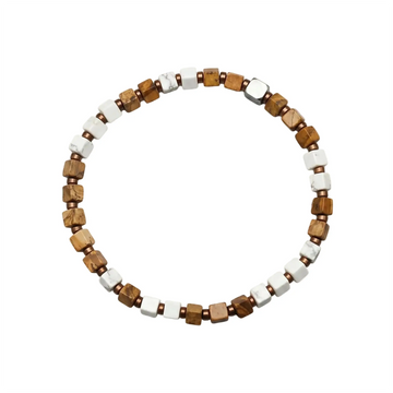 The Cosmic Horizon - Square-Cut Landscape Jasper & White Turquoise Bracelet ZANYÉ