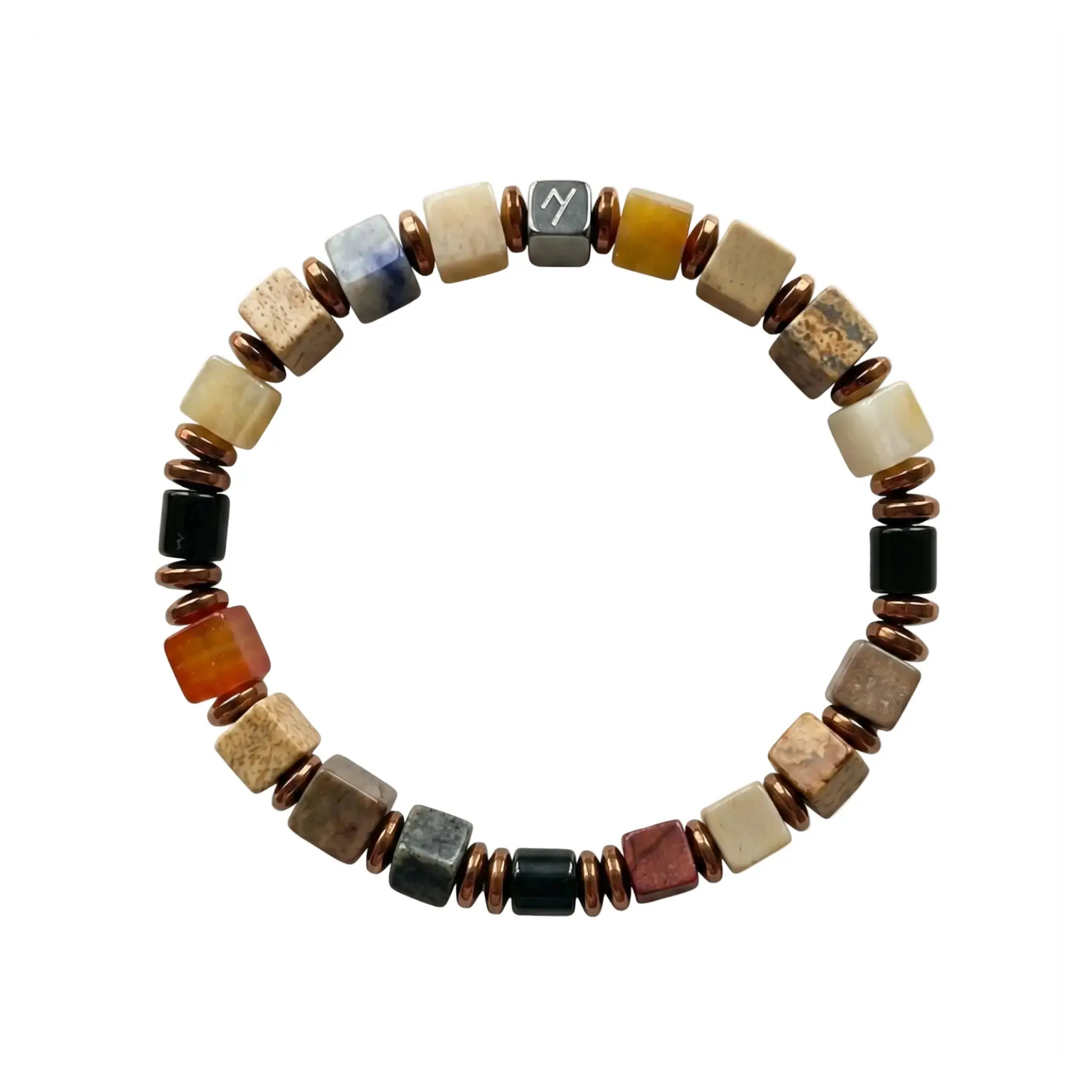The Whispering Slate - Square-Cut Grey Spotted Jasper Bracelet ZANYÉ