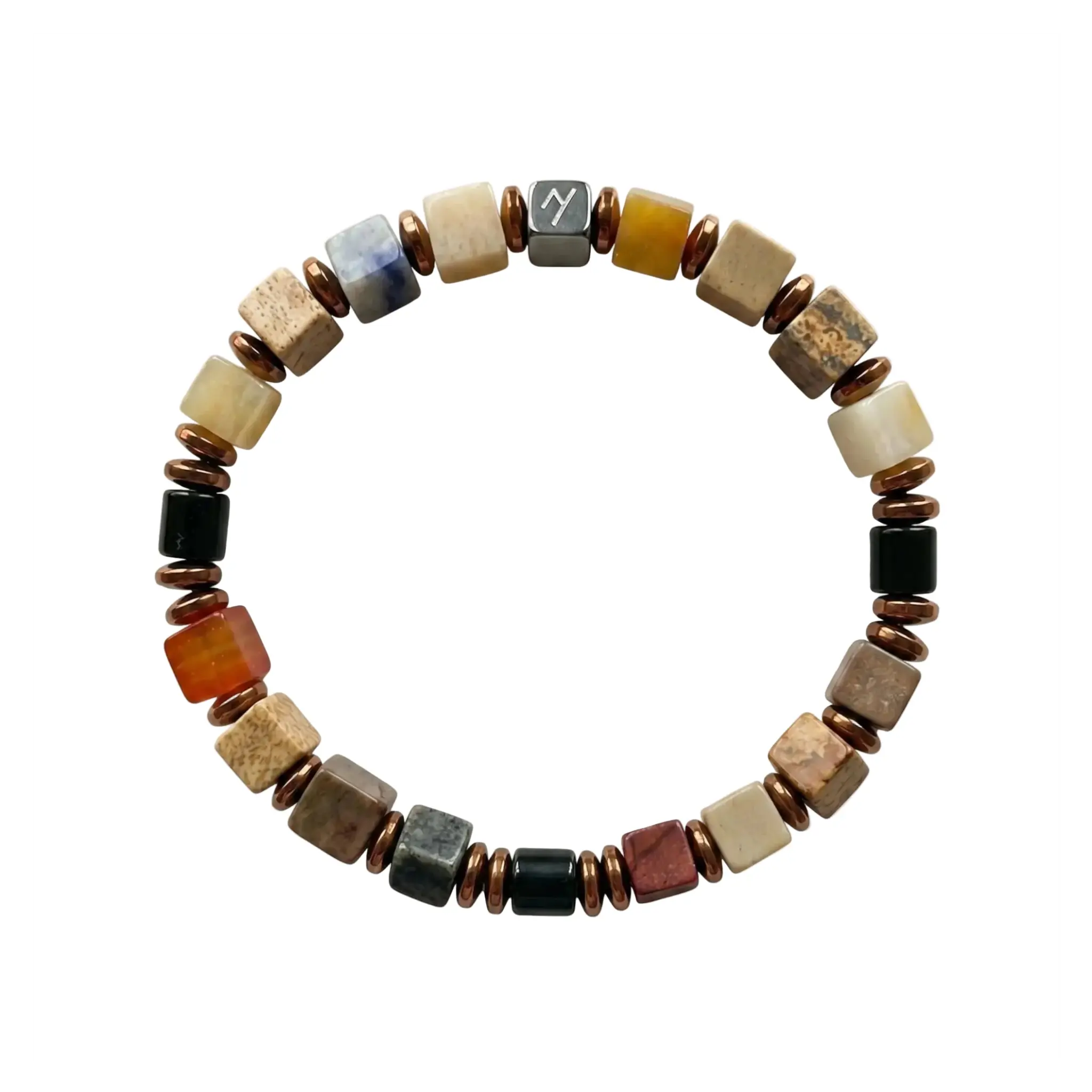 The Whispering Slate - Square-Cut Grey Spotted Jasper Bracelet ZANYÉ
